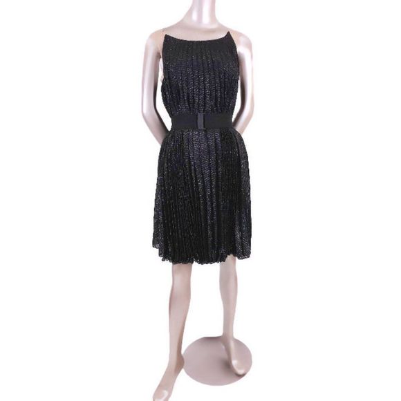 NWT Maria Lucia Hohan Limited Series Knife Pleated Metallic Party Dress - Picture 1 of 16